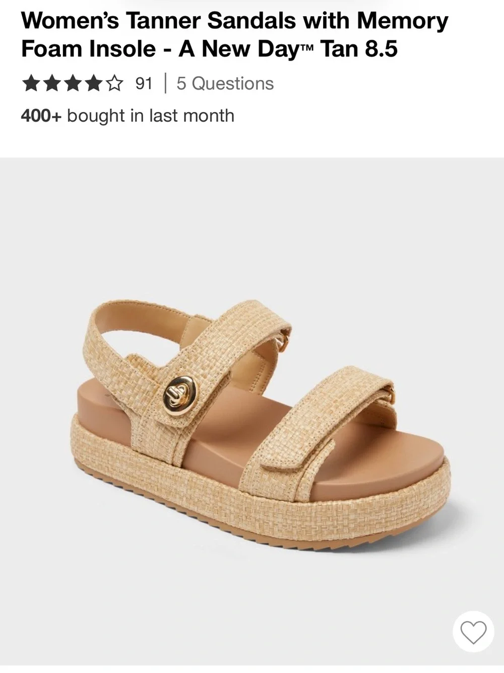 a new day Tan Woven Platform Sandals with Gold Accent